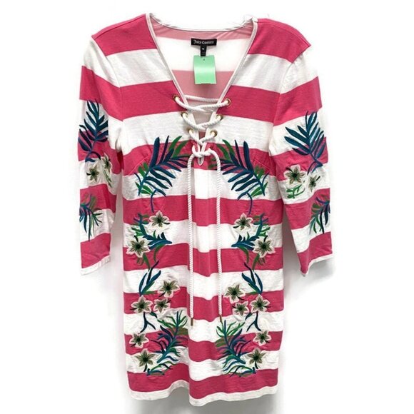 Juicy Couture Pink & White Polo Stripe Shift Dress - Picture 1 of 3